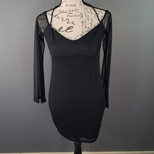 Princess Polly Acosta Off The Shoulder Black Mini Dress Size 6